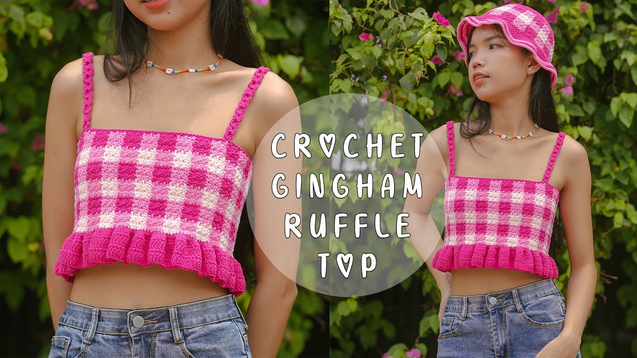 Easy Crochet Gingham Ruffle Top Tutorial | Crochet Crop Top | Chenda DIY