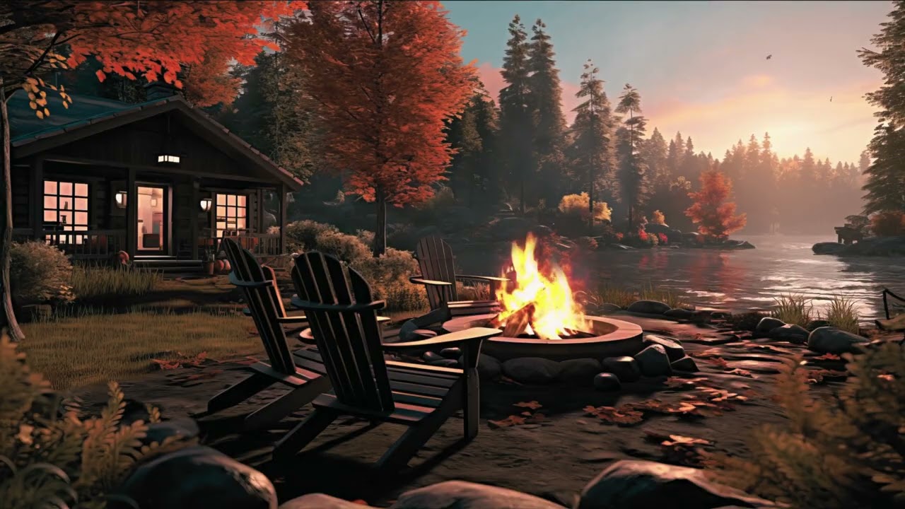 Warm Firepit by the Lake 🔥 Calm Music for Deep Sleep & Stress Relief 🔥 Soft Calm Music