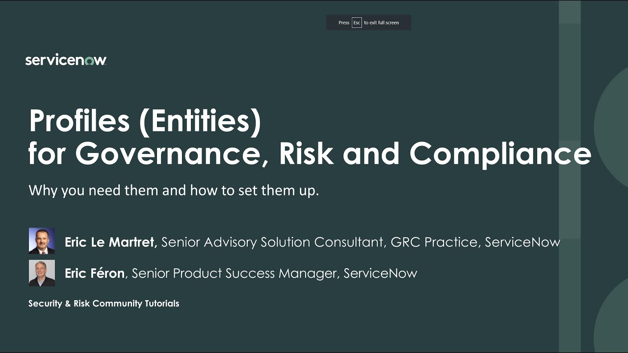 Profiles (Entities) for Governance, Risk and Compliance: why you need them and how to set them up.