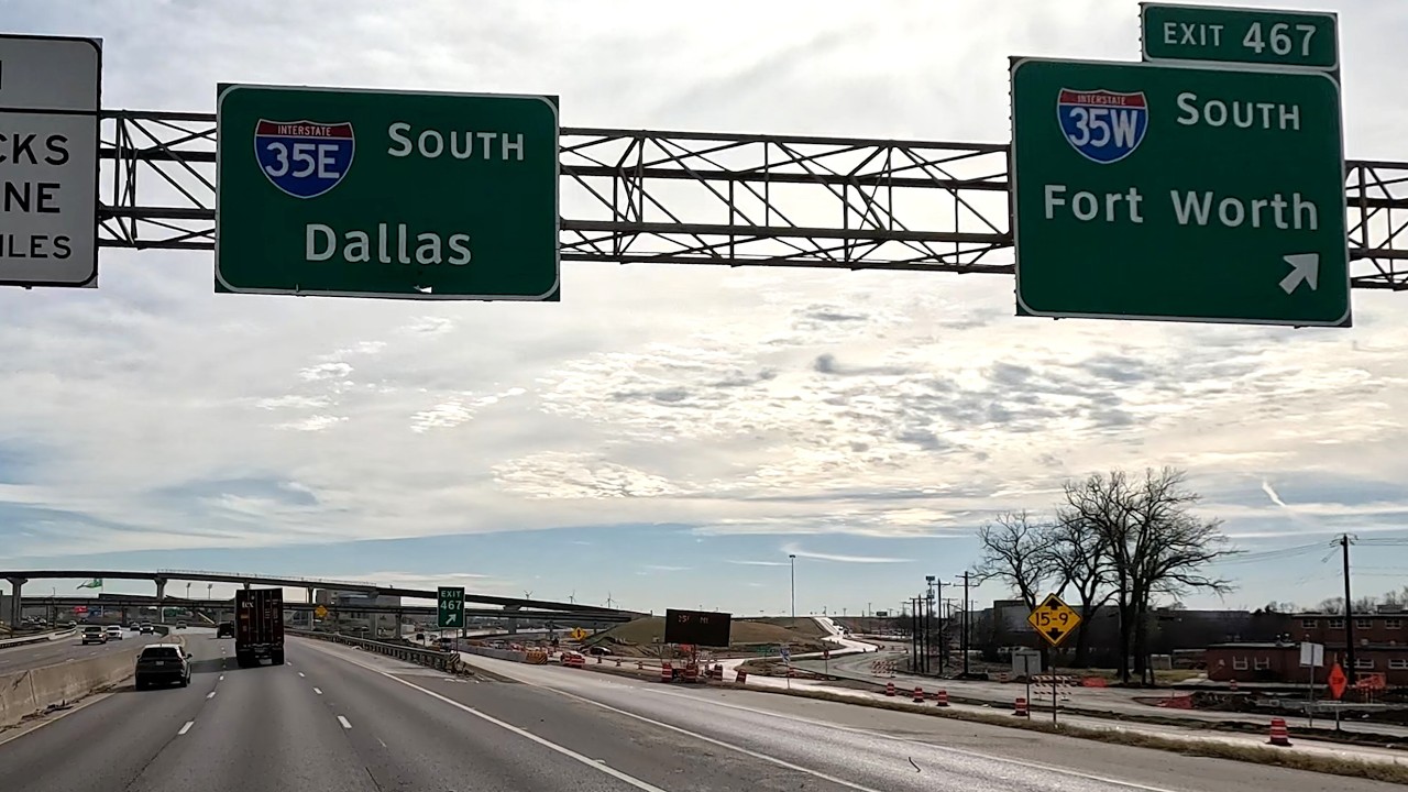 I-35 South driving from the Red River to the I-35E/I-35W Split in Denton TX
