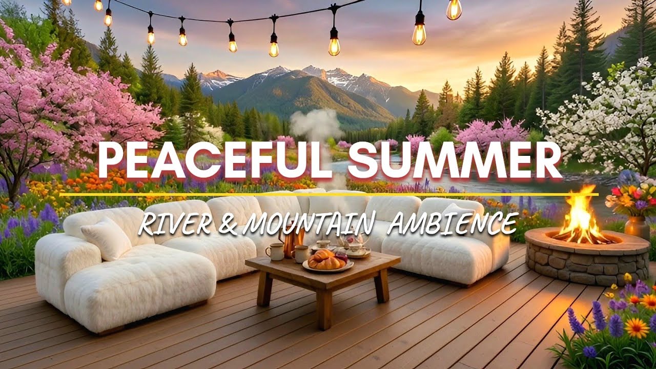 4k Peaceful Summer Cabin 🌸 Upbeat Morning Jazz for Positive Energy & Good Mood