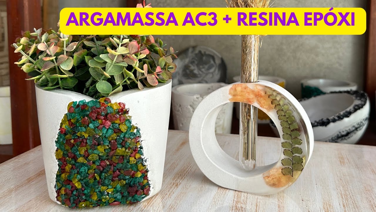Fazendo vasos com ARGAMASSA AC3 + RESINA EPÓXI | Peças de Cimento