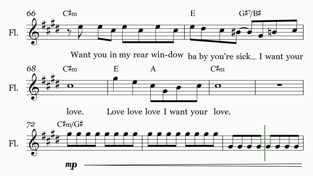 Bad Romance - Lead Sheet for Flute Solo