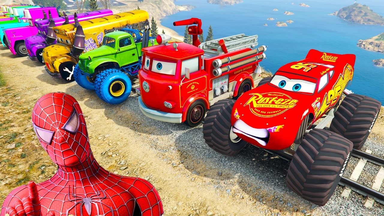 GTA 5 SPIDER-MAN On Motorcycle Stunt Racing 💥 GTA V Superheroes Mega Ramp Challenge with Super Cars