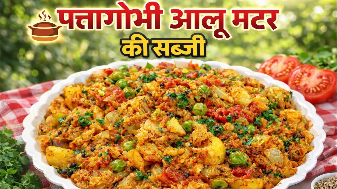पत्तागोभी आलू मटर की टेस्टी मसालेदार रेसिपी। Pattagobhi Aaloo Matar Ki Tasty Masaledar Recipe।
