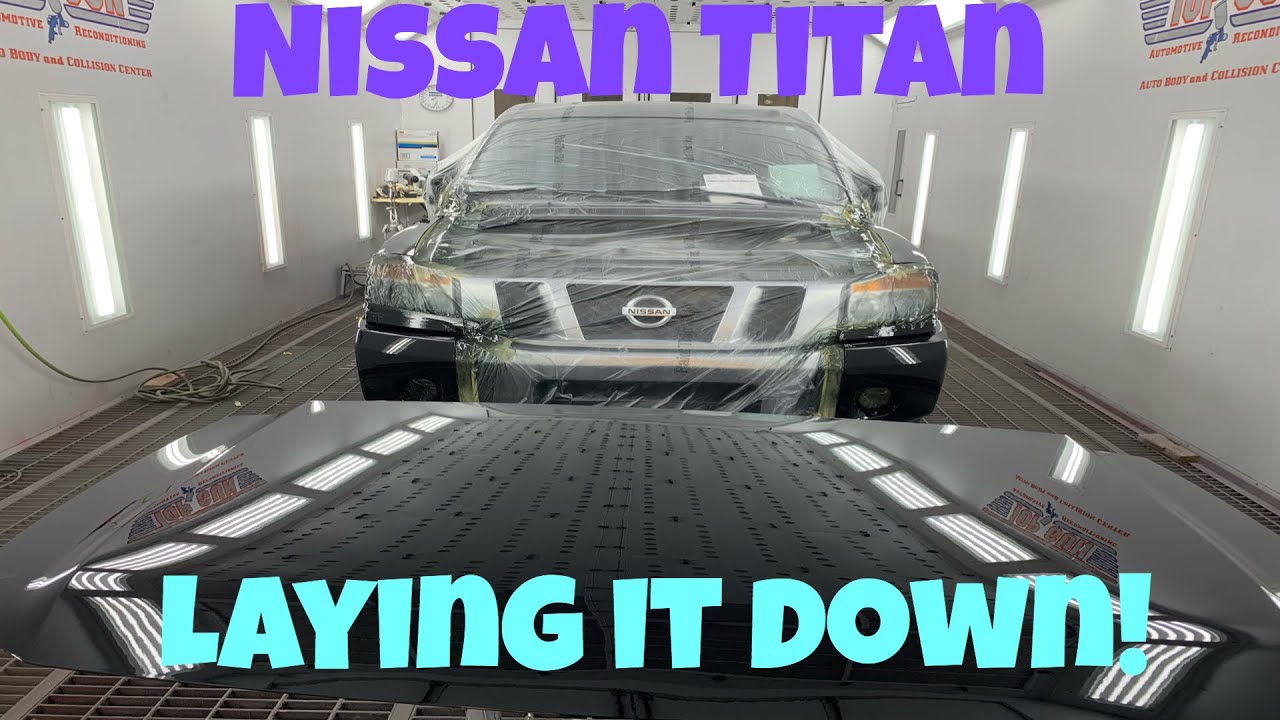 Spraying Nissan Titan with Sikkens Autowave.