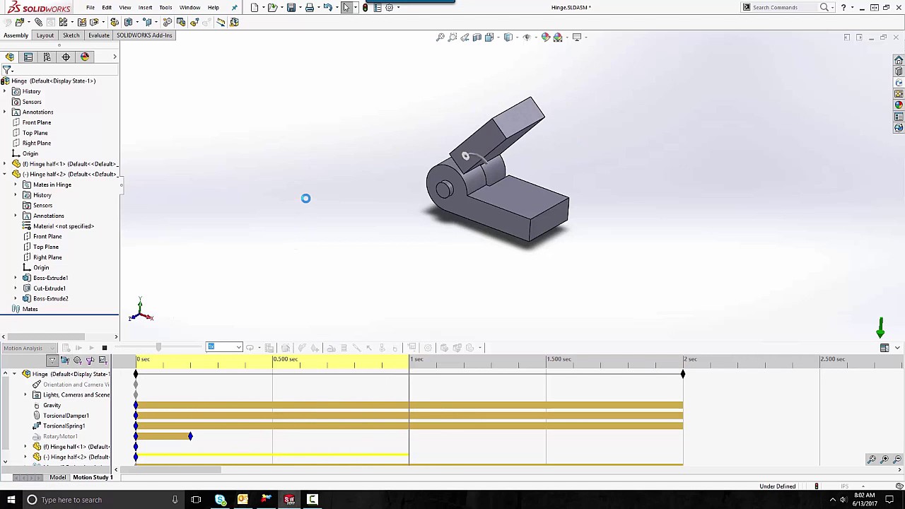 SOLIDWORKS Motion — Крутильная пружина