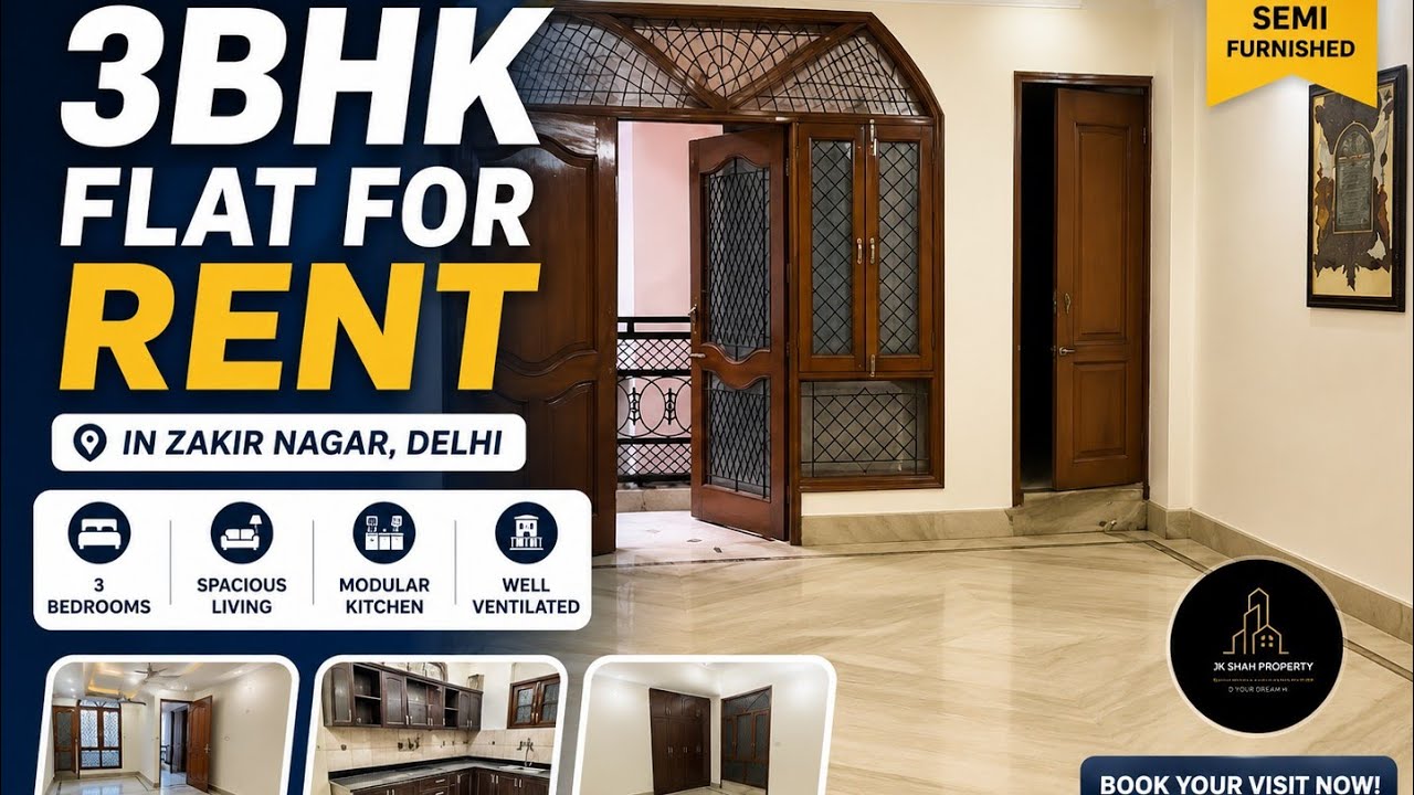 Ready to Move 3BHK Flat for Rent in Zakir Nagar Delhi