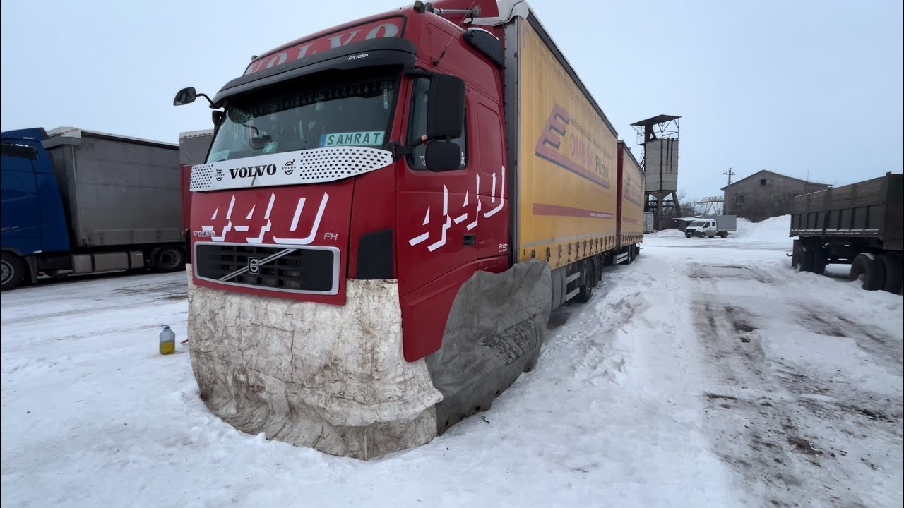 Запуск Volvo FH 13 после простоя в мороз -27