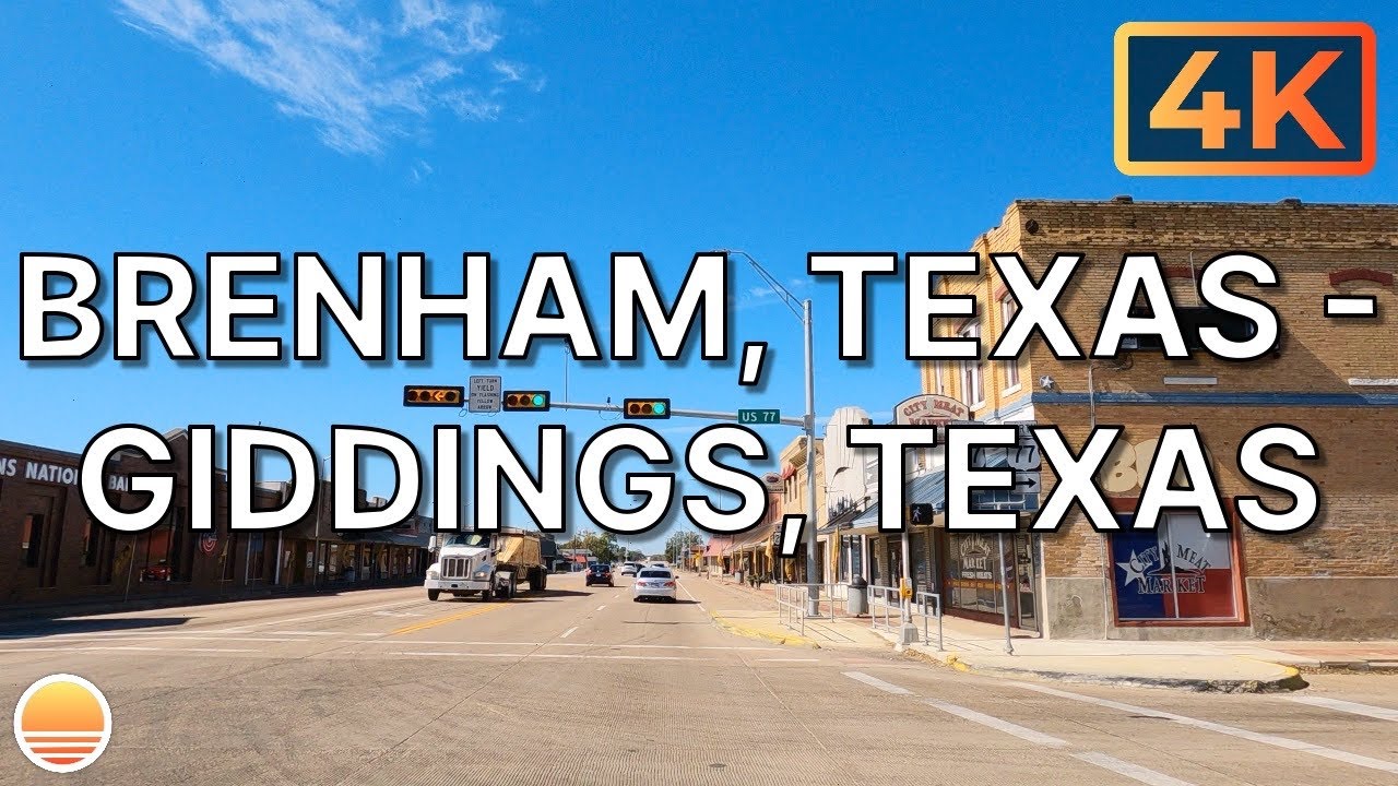 Brenham, Texas to Giddings, Texas. An UltraHD 4K Real Time Driving Tour.