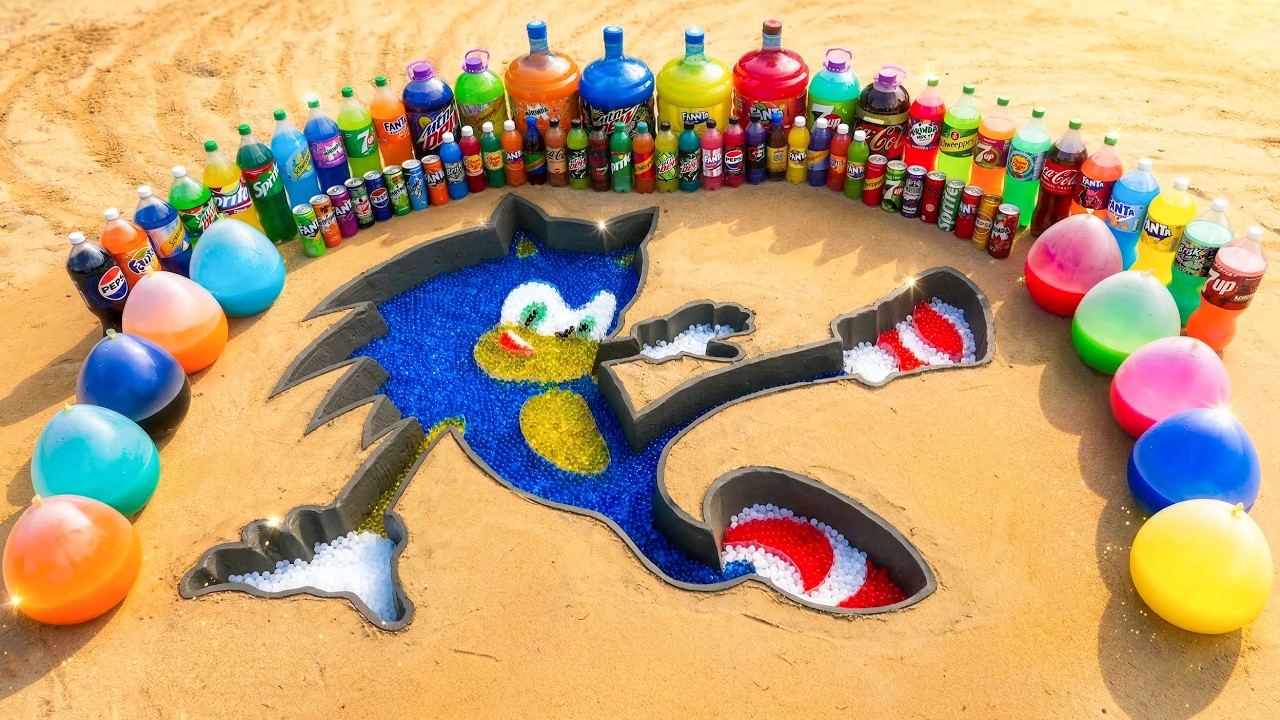 Eksperyment z Sonic Orbeez &ndash; duże balony z napojami gazowanymi, Coca-Cola, Fanta kontra Mentos!