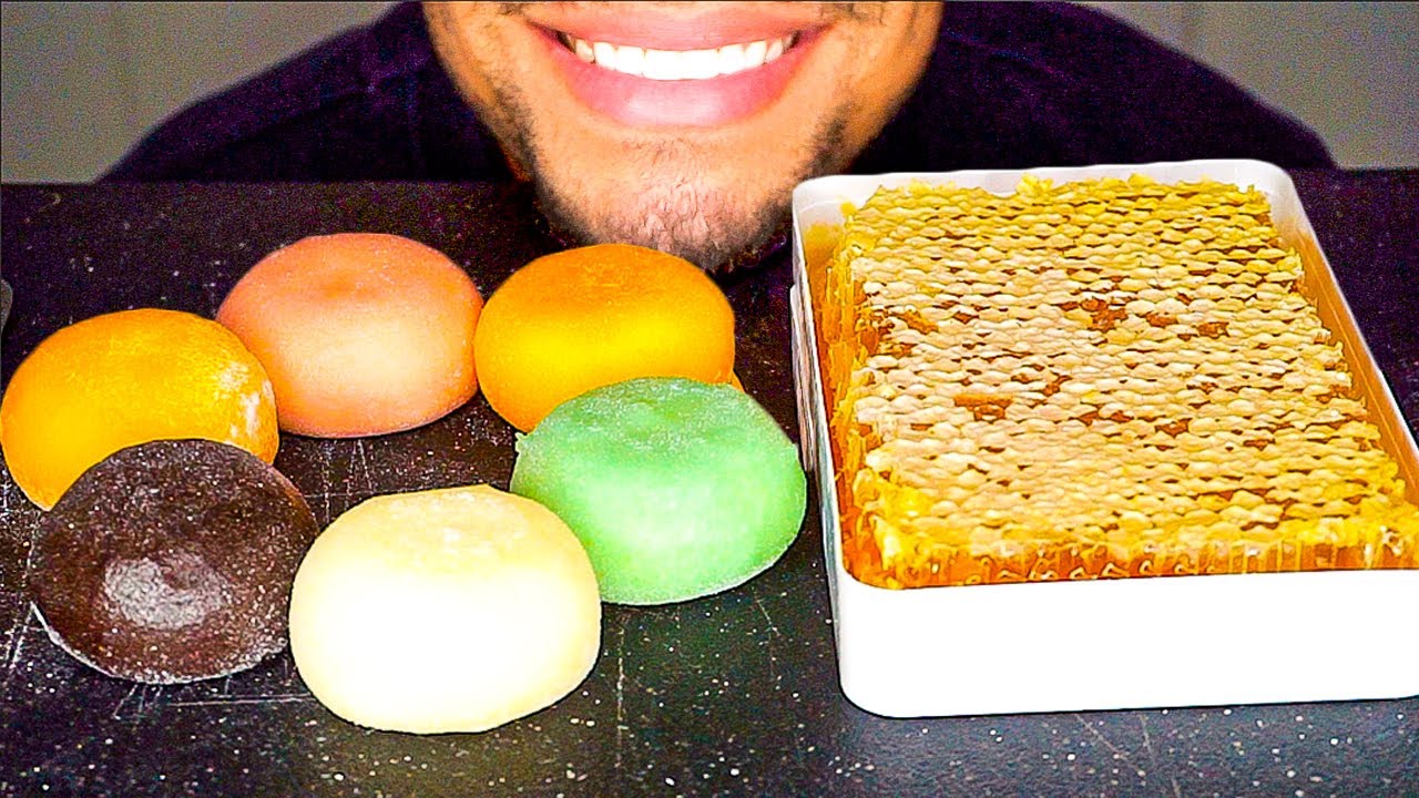 ASMR Honeycomb & Mochi Ice Cream Mukbang Jerry Eating *STICKY MOUTH SOUNDS* No Talking