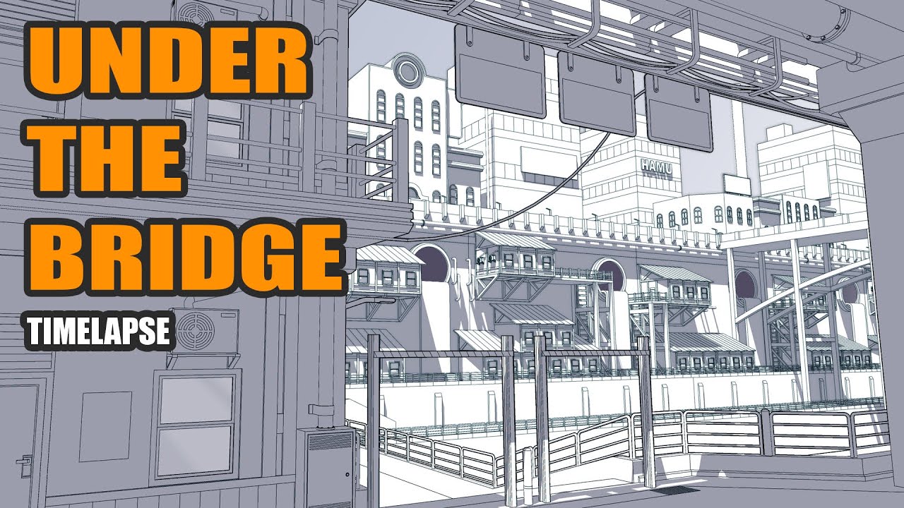 Background Illustration : Under The Bridge | Sketchup TImelapse
