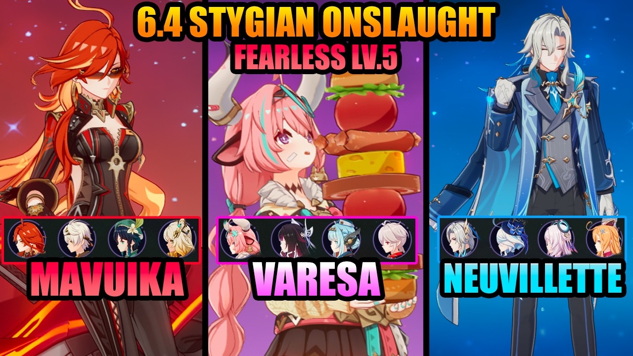 C0 MAVUIKA / C0 VARESA / C1 NEUVILLETTE | FEARLESS STYGIAN ONSLAUGHT 6.4 | Genshin Impact