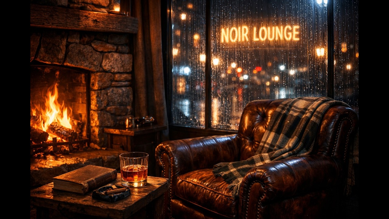 1 Hour Cozy Fireplace & Smooth Jazz 🔥 Relaxing Night at Noir Lounge