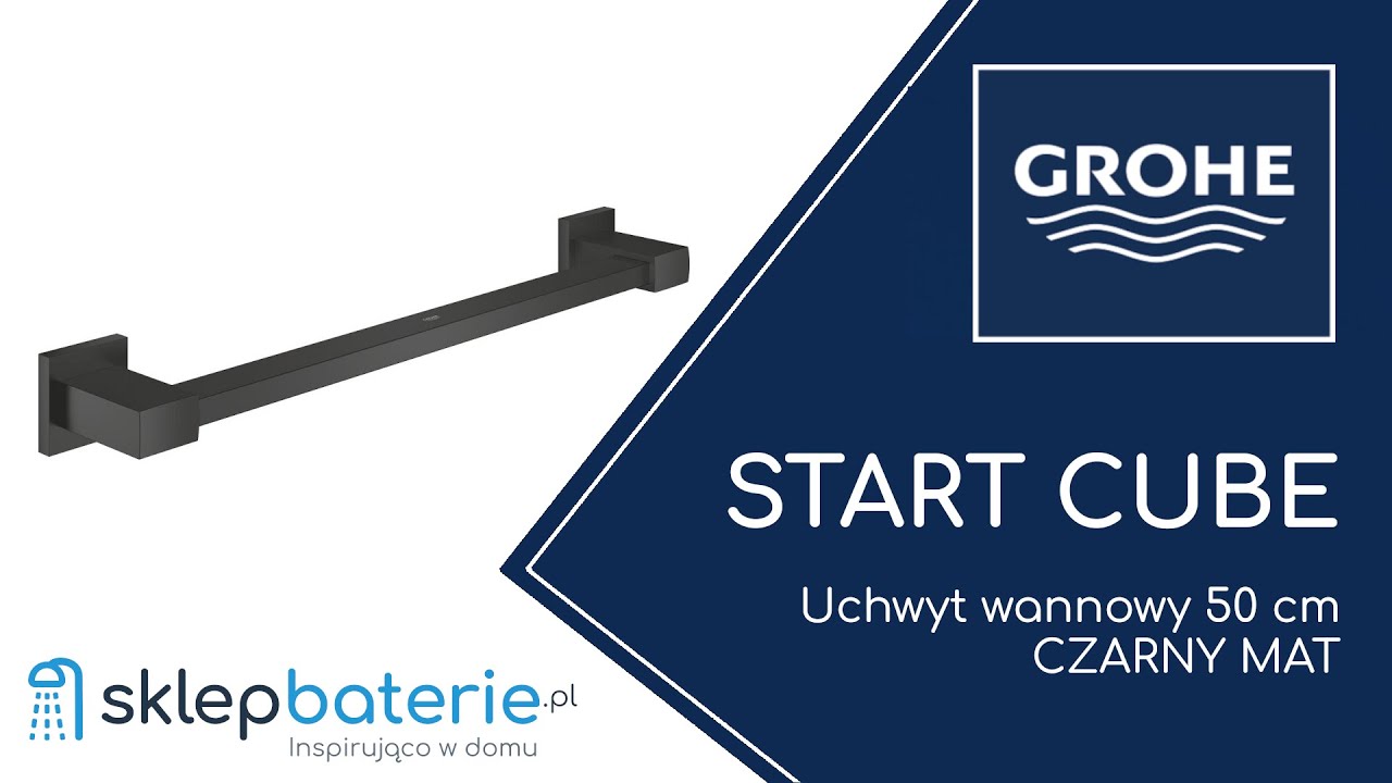 START CUBE Uchwyt wannowy 50 cm CZARNY MAT GROHE 410952430 - SklepBaterie.pl
