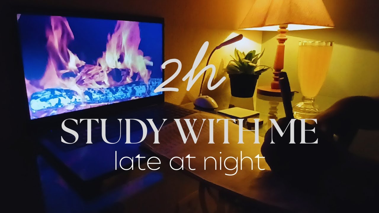 📚 2h Study With Me Late at Night | Rain Sounds | No Break | Countdown Timer
