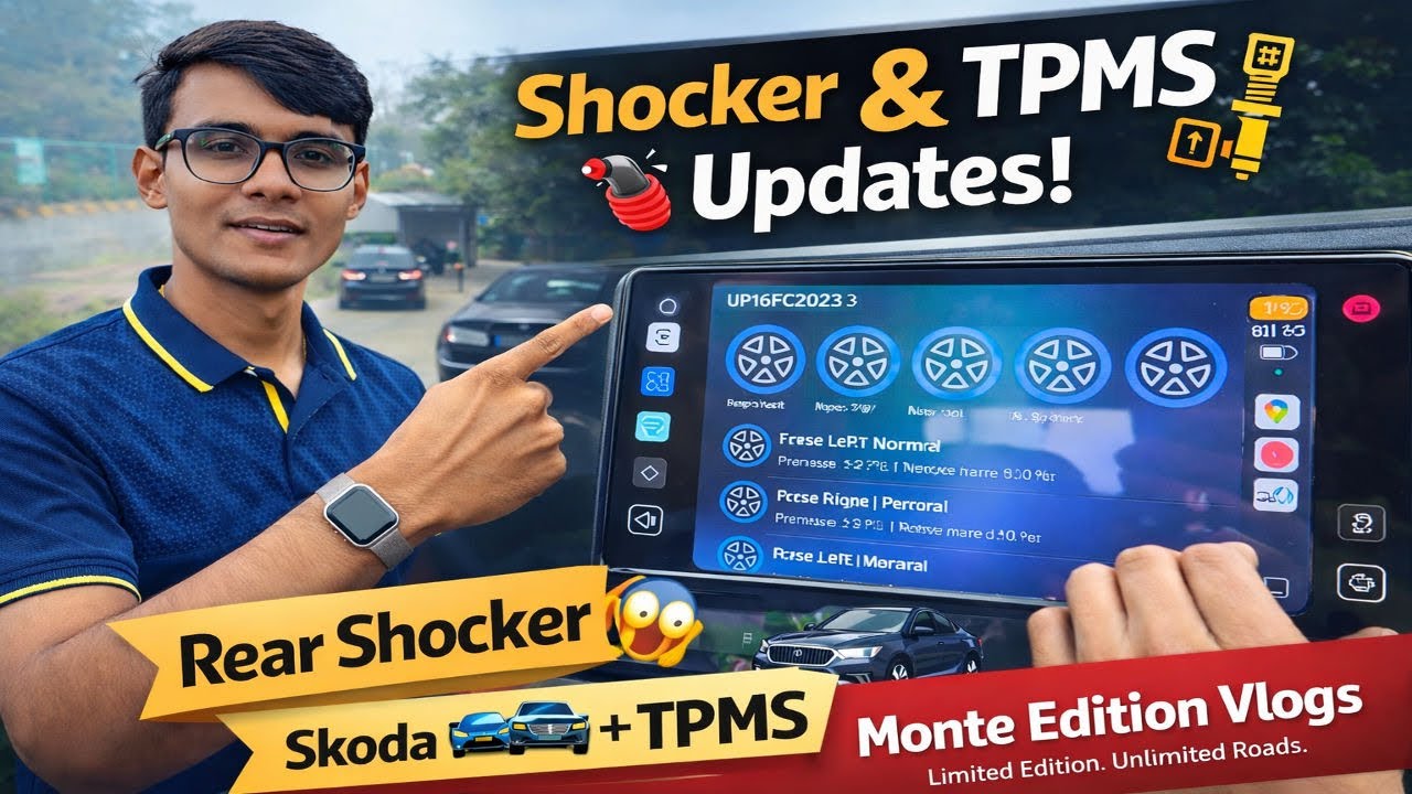 “Rear Shocker Checkup Update | Skoda Service Centre Visit + TPMS Screen Explained”