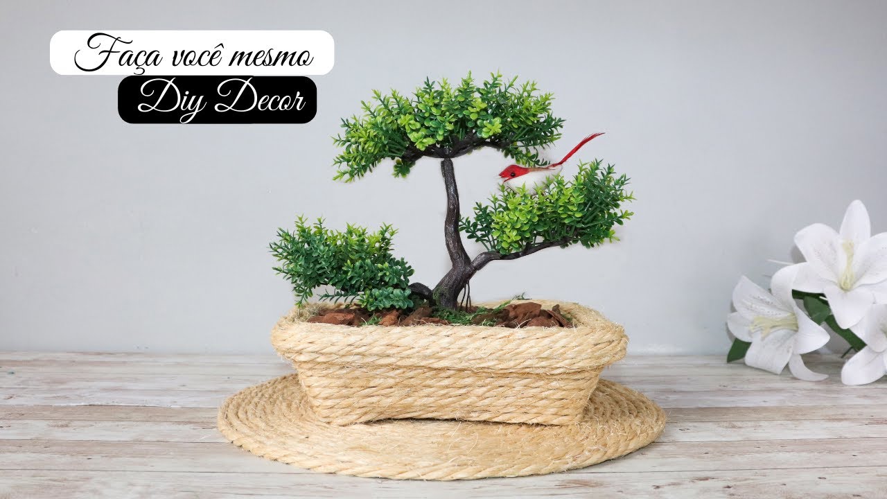 COMO FAZER um Vaso decorativo de Bonsai artificial - Faça Você Mesmo