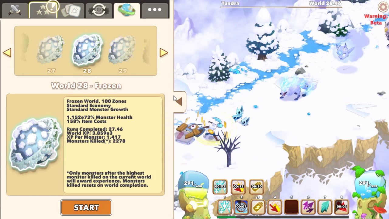 XP penalty in Clicker Heroes 2 beta when farming same world multiple times