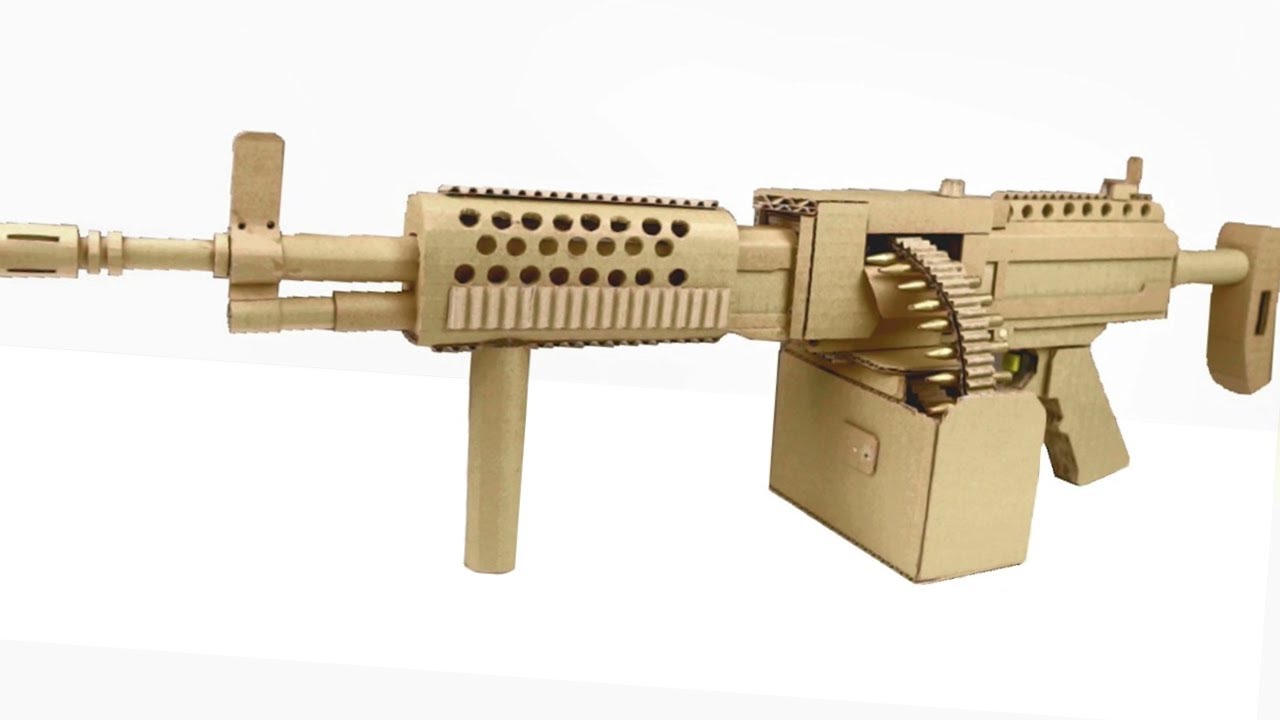 How to Make Cardboard KAC STONER LMG Machine Gun That Shoots