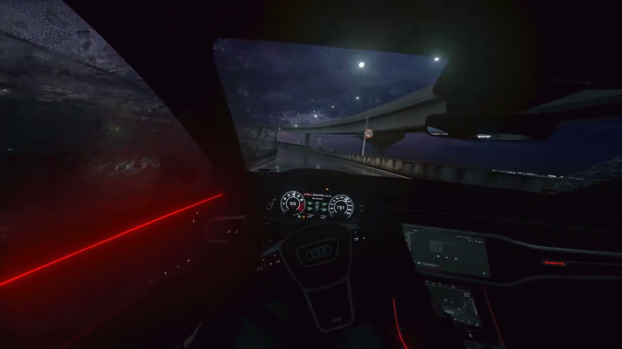 Assetto Corsa night driving in rain. (Audi RS7)