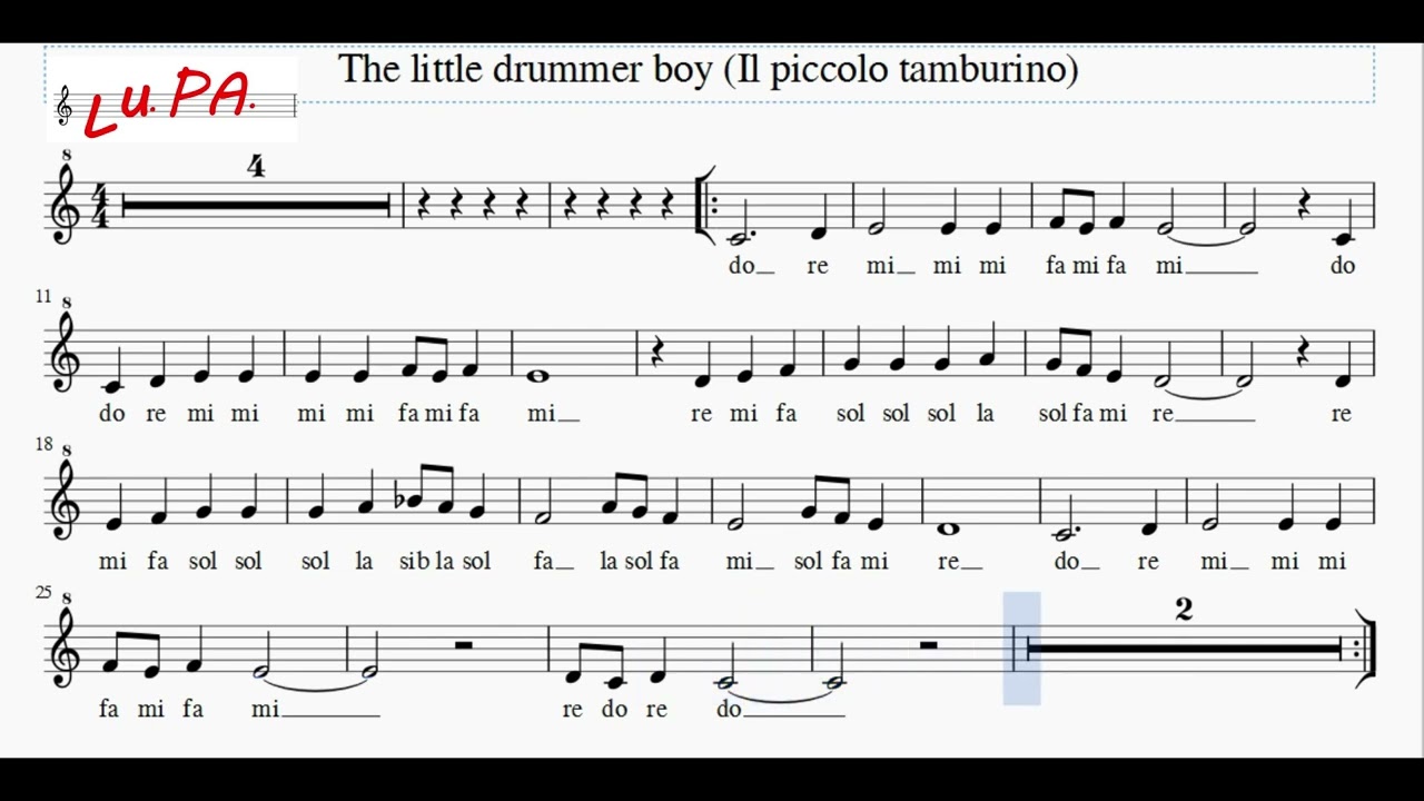 The Little Drummer Boy (Il piccolo tamburino) - Flauto - Note - Spartito - Karaoke -Instrumental