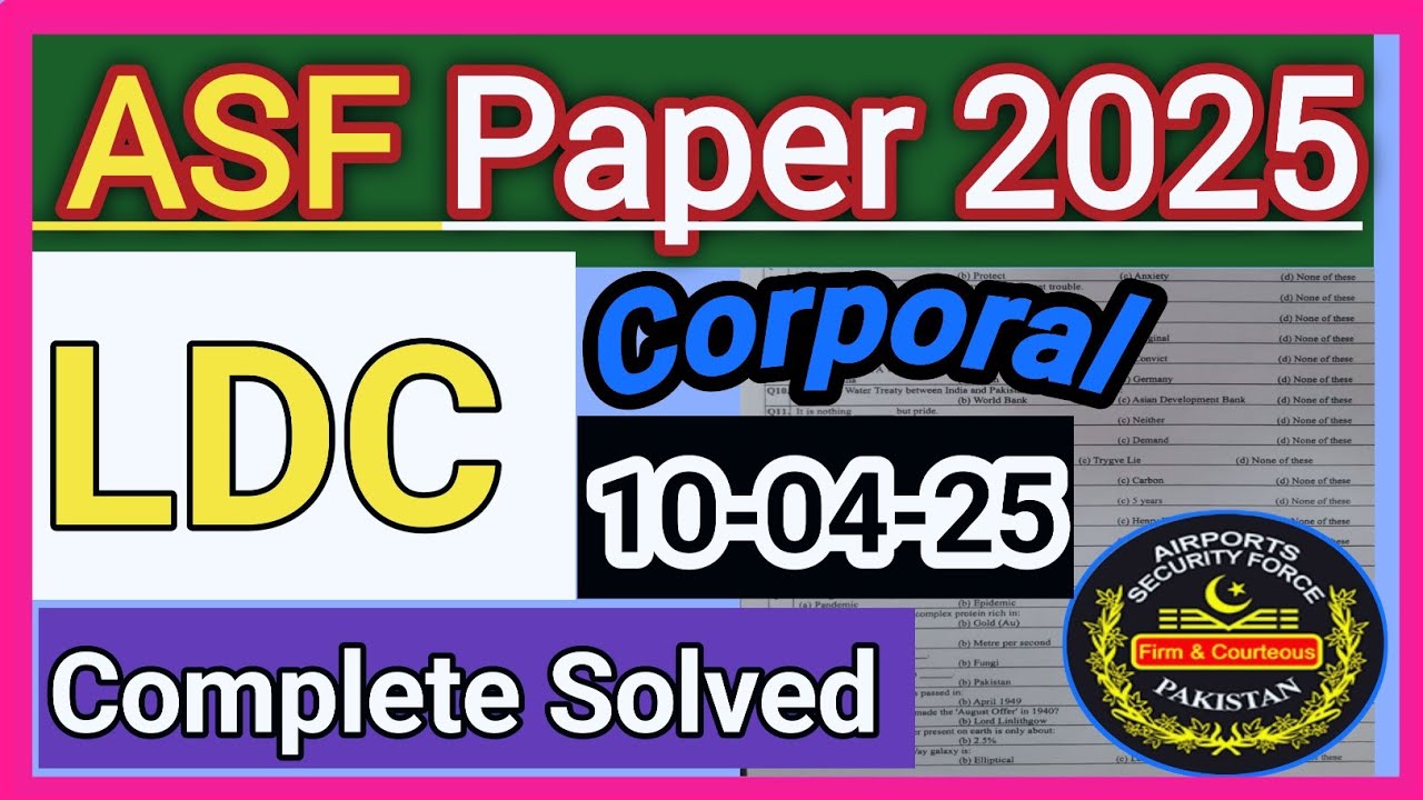 ASF LDC Paper MCQs 10/04/25 l Asf LDC complete Solved Paper 2025 l Asf Ldc Answer Key 2025