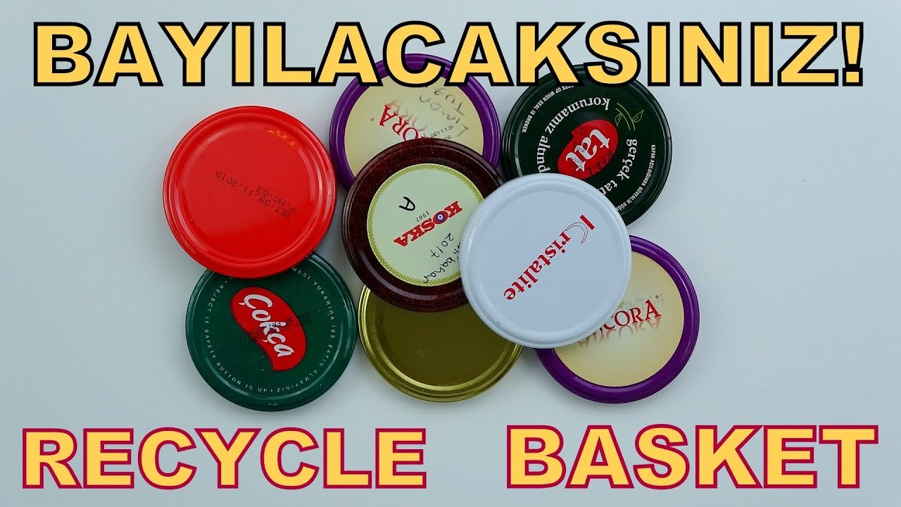 YİNE İLK ve EN İDDİALI DÖNÜŞÜM! (Kavanoz Kapaklarından Sepet) / DIY Basket With Jar Lids / Recycle