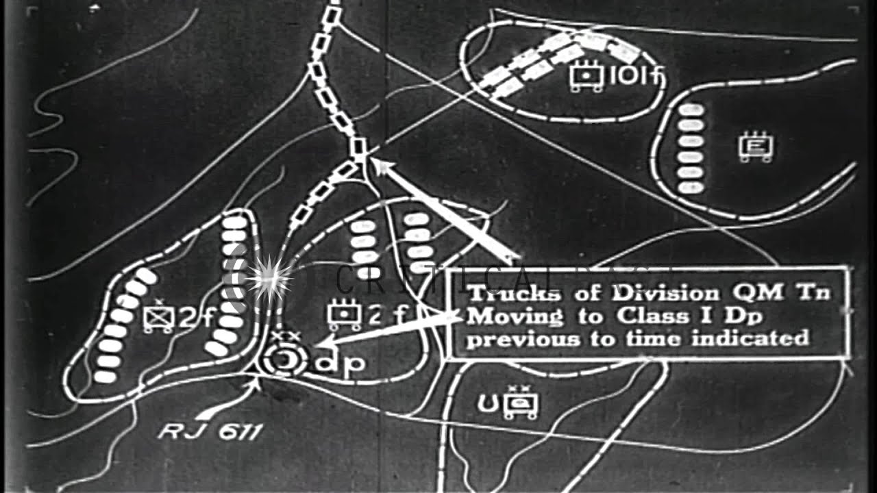 Training film shows the operation of supply trains and army trucks during defense...HD Stock Footage