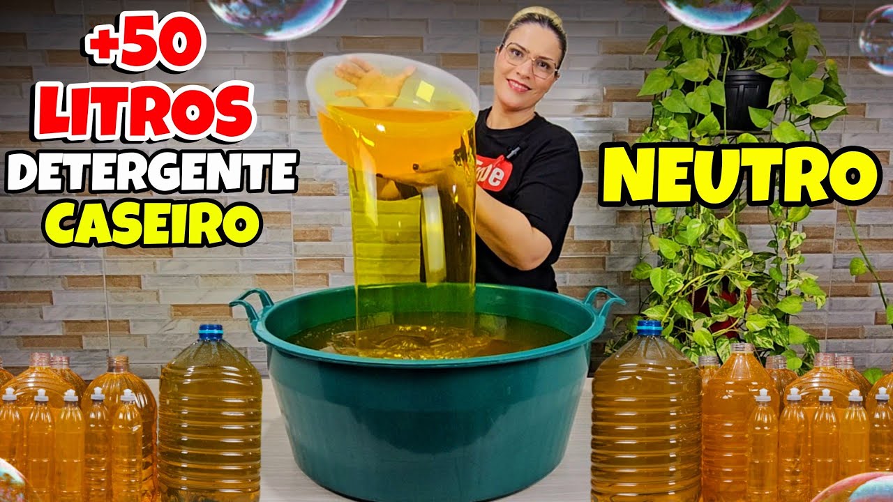 COM 350 GRAMAS DE SODA FIZ MAIS DE 50 LITROS DE DETERGENTE CASEIRO NEUTRO PODEROSO BRILHO ALUMÍNIO 😱