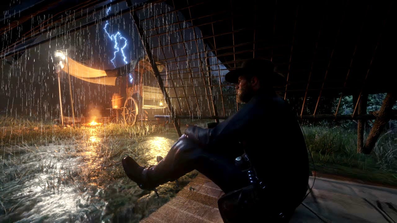 Quiet Storm Shelter | Arthur Morgan Resting Alone Under Metal Canopy RDR2 ASMR
