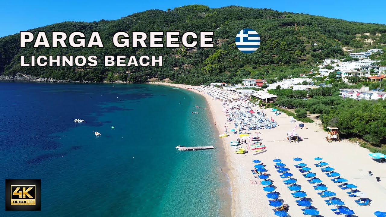 PARGA GREECE 4K LICHNOS BEACH DRONE VIEW