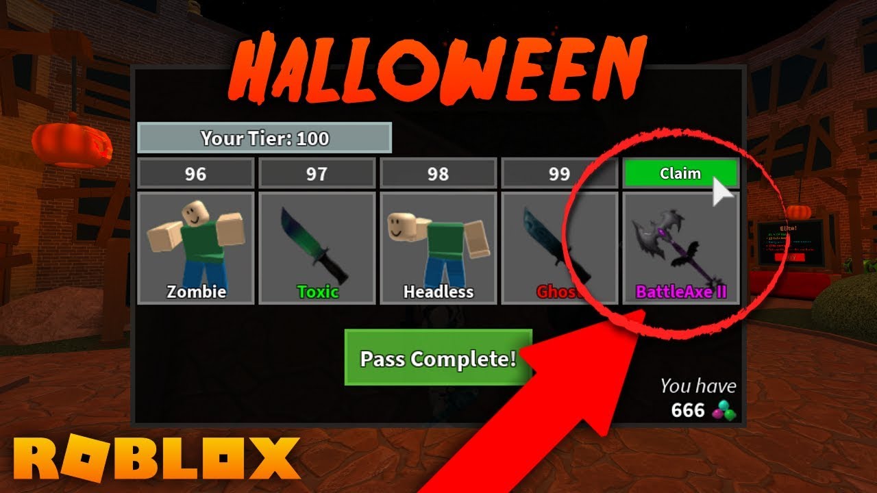 COMPLETING PASS and GETTING NEW HALLOWEEN GODLY KNIFE!  | MM2 Halloween Update