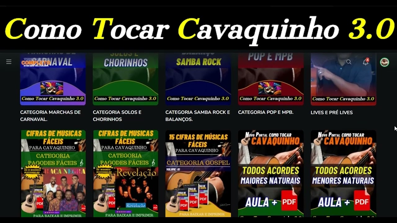 Veja o Novo Portal Como Tocar Cavaquinho por Dentro da Área de Alunos. Saiba Como Evoluir no Cavaco.
