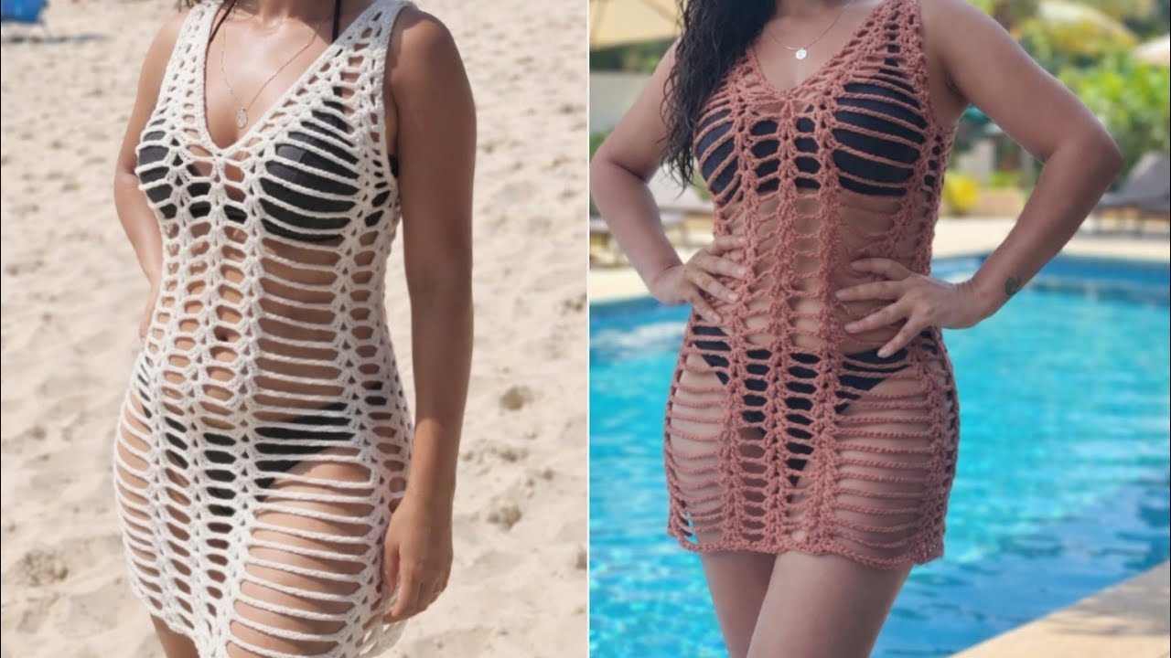 Vestido/saida de praia em crochê fácil e rápido #saidadepraia #vestidodecroche #croche #feitoamao 