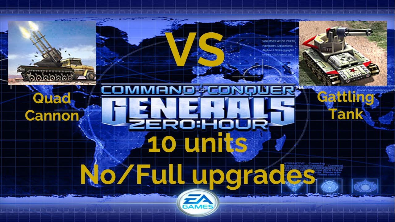 Command and Conquer Generals ZeroHour 10 Quad Cannons VS Gattling Tanks