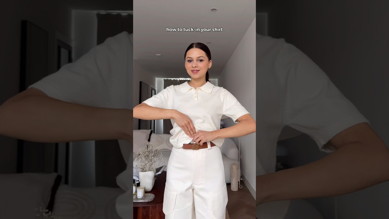 Easy tuck-in shirt trick 🤍 Chic & timeless #luxurystyle #styleconfidence #polishedlook