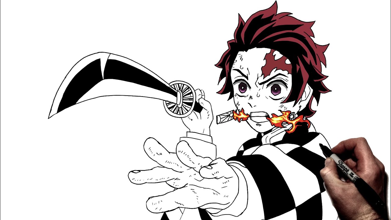 How To Draw Tanjiro (Sword Throw) | Step By Step | Demon Slayer