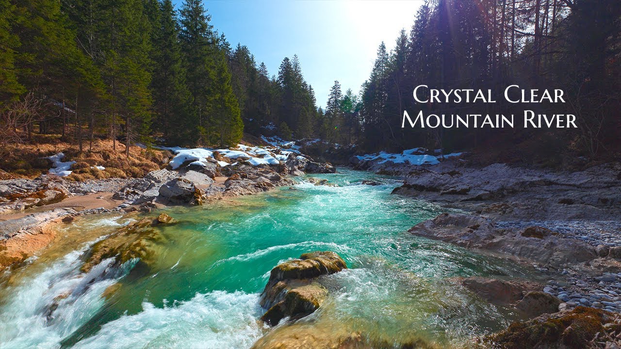 12H (No Ads) Turquoise Mountain River 🌲Beautiful Spring Forest & Sound of Flowing Water