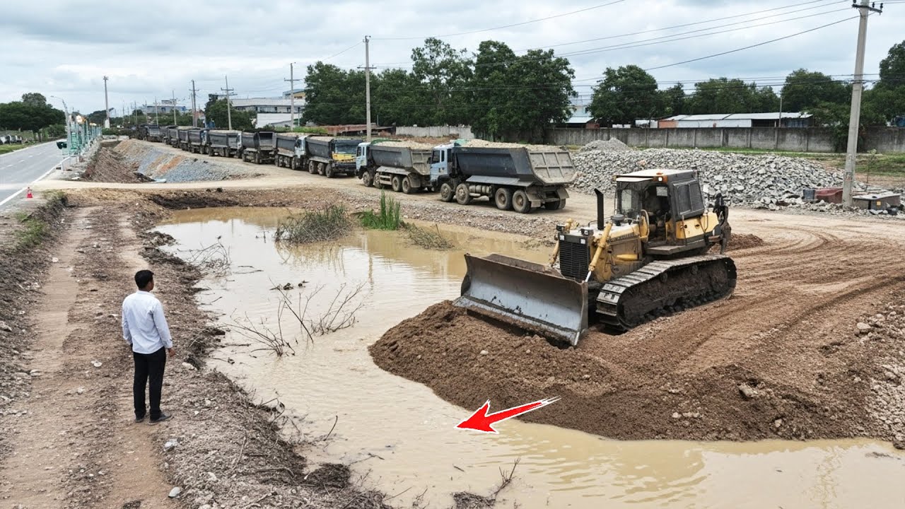 👍 Appreciating Powerful Engineering💪 Bulldozer & Dump Truck in Action for Land Filling and Site