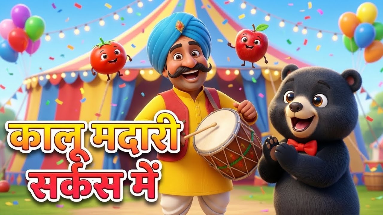 कालू मदाऱी सर्कस में | Funny Circus Song for Kids | Hindi Rhymes for Toddlers