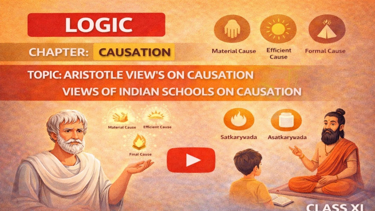 CAUSTION | ARISTOTLE VIEW'S ON CAUSATION VIEWS OF INDIAN SCHOOLS ON CAUSATION | LOGIC CLASS XI