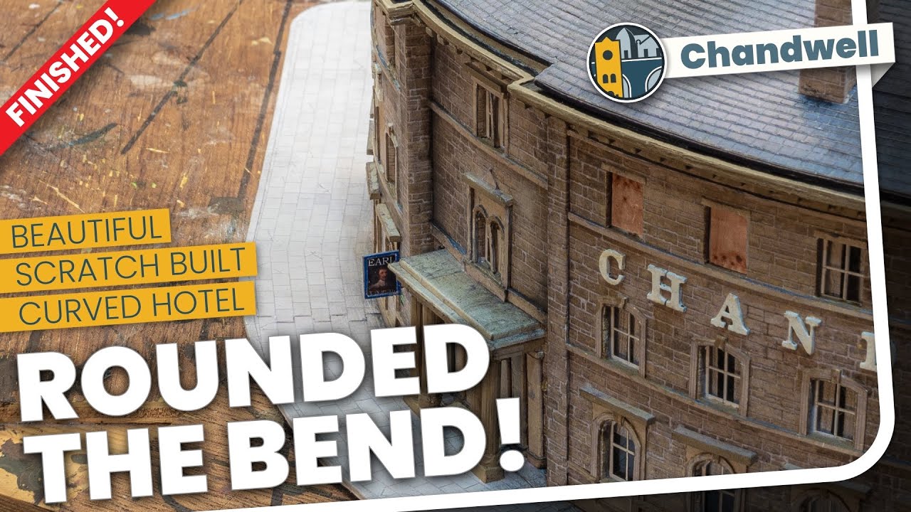 Elegant curved hotel scratch built from card in N Gauge