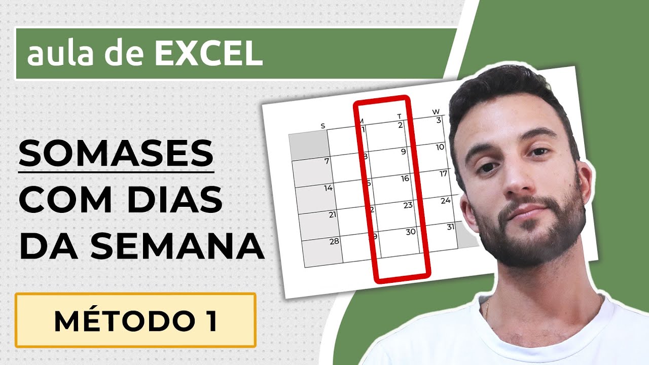 Função SOMASES no Excel usando DIAS DA SEMANA (MÉTODO 1)