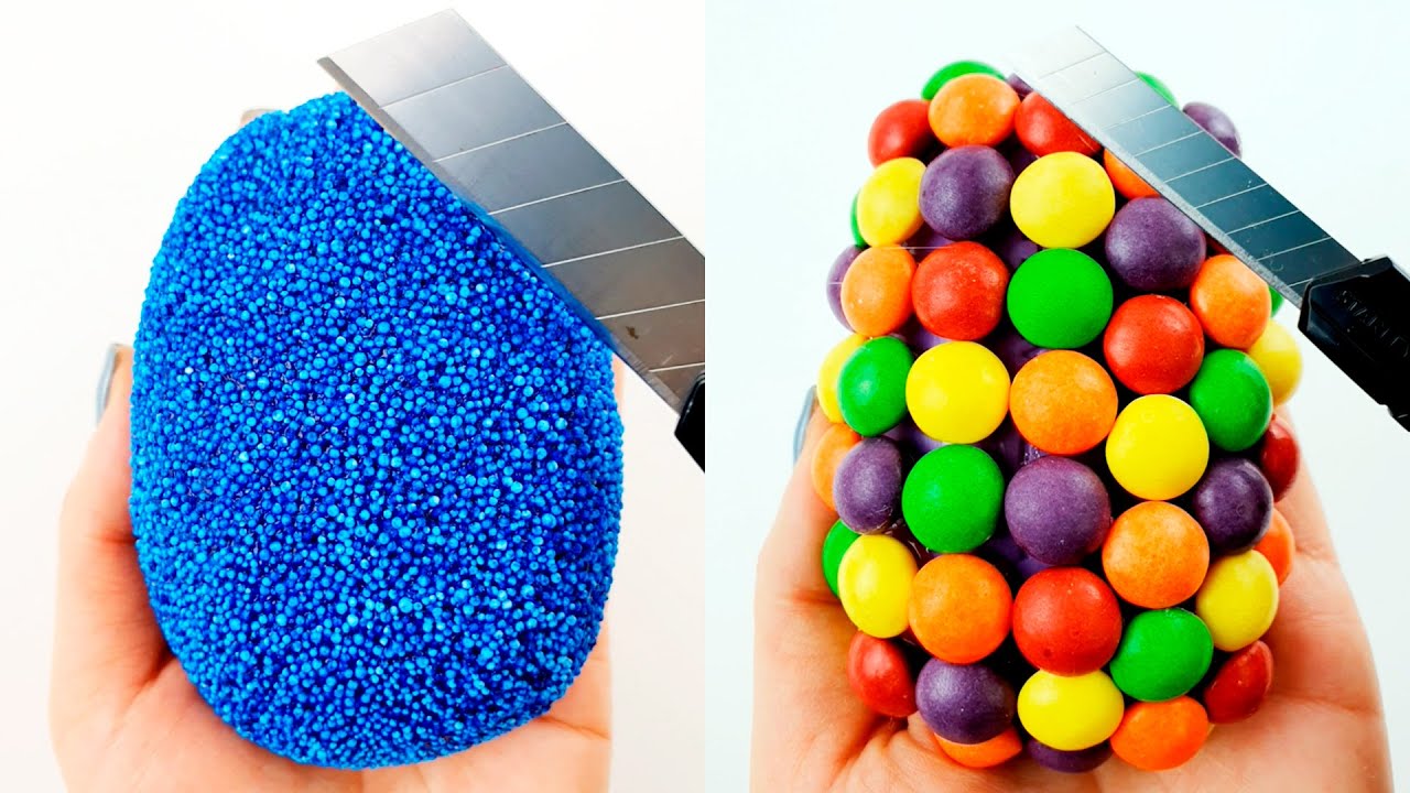 Soap Carving ASMR - Skittles & Squishy Glitter Foam and Soap - Relaxing Soap Sounds ASMR P096