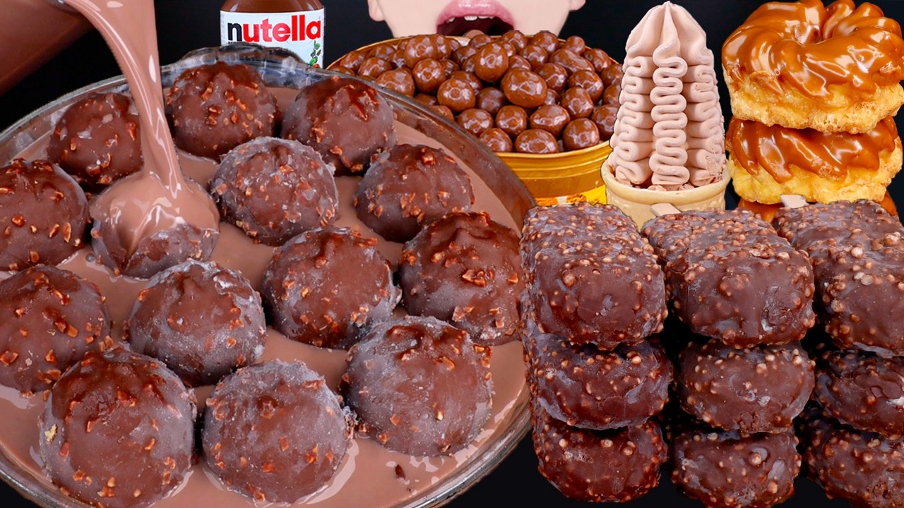 ASMR HERSHEY'S CHOCOLATE ICE CREAM MALTESERS NUTELLA DESSERT MUKBANG 초콜릿 먹방 チョコレート 咀嚼音 EATING SOUNDS