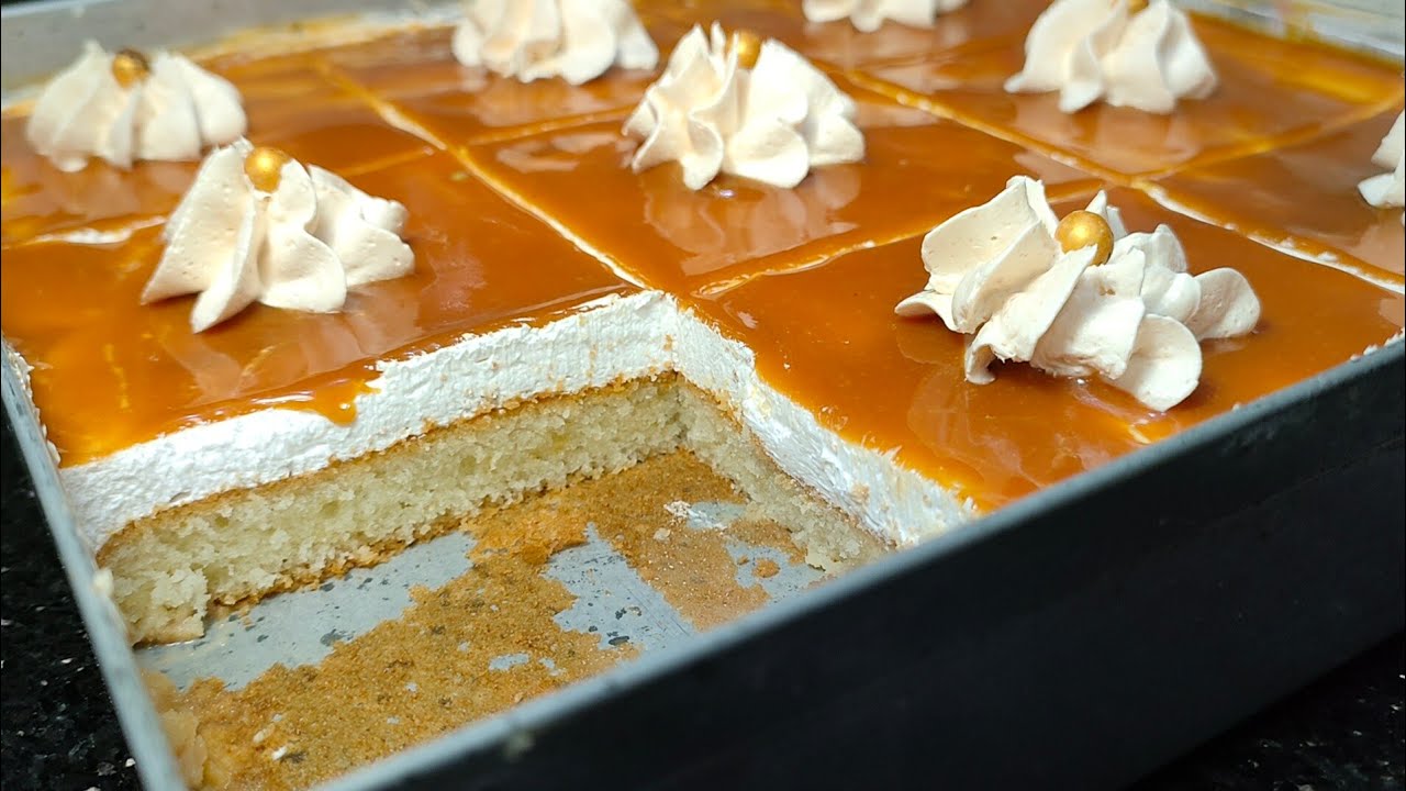 بحبة بيض فقط 😍 كيكة الكراميل لذيذة خفيفة و سهلة التحضير ❤️ جربيها راح تولي مدمنة عليها 😋