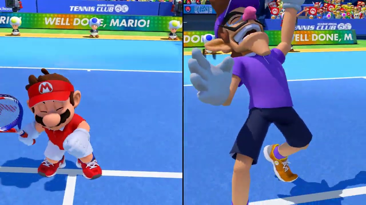 Mario Tennis Aces (beating Waluigi and Donkey Kong)