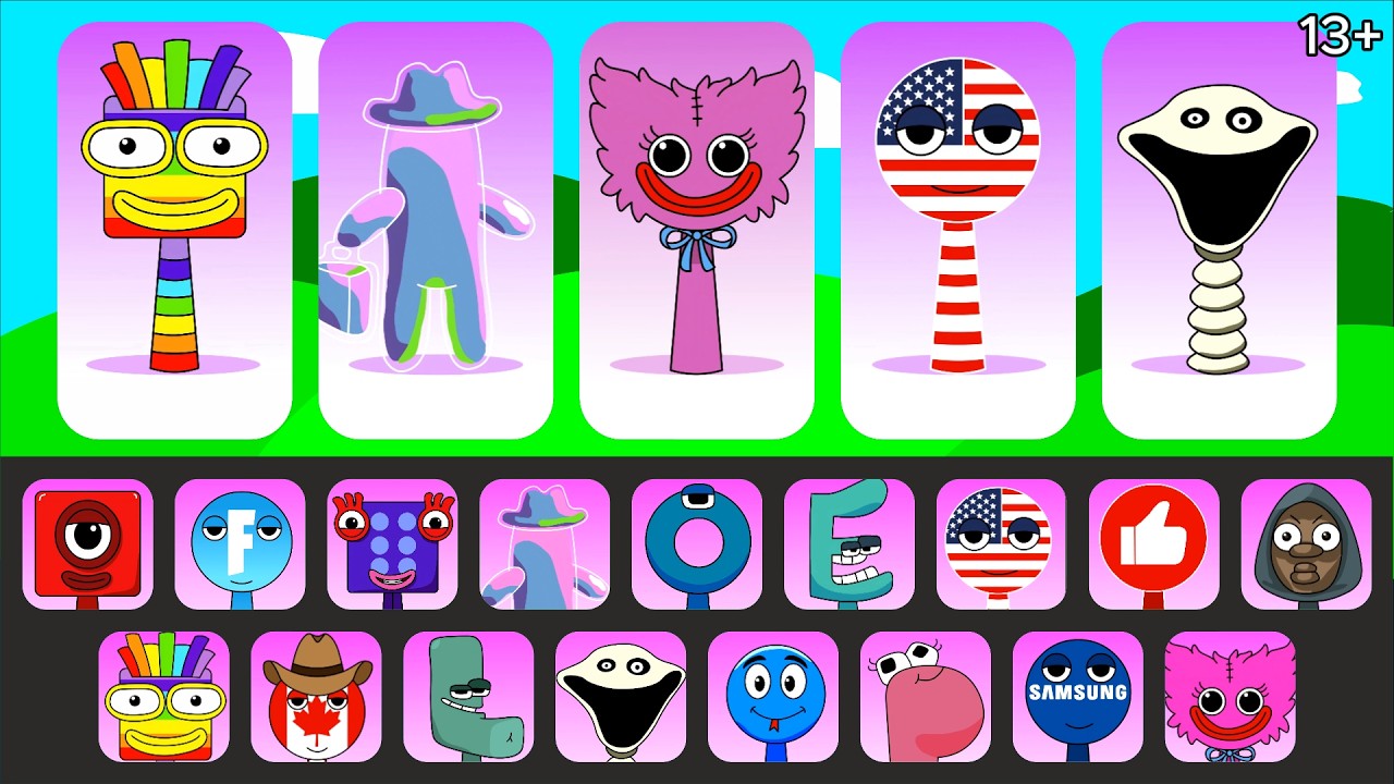Sprunki OC: Bubble Buddy, USA, Seven Numberlocks, Hungry Snake, Kissy Missy Phase 2
